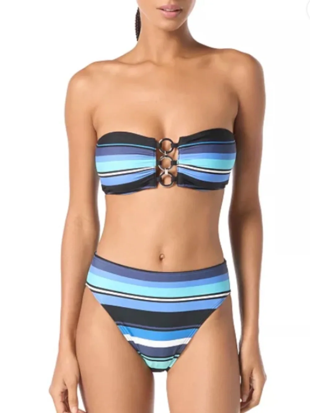 Michael Michael Kors Women's Bandeau Ring Bikini Top Swimsuit Size M 11970